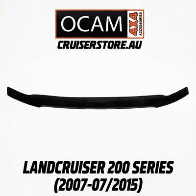 Black car OCAM 4X4 Bonnet Protector for Landcruiser 200 Series with OCAM branding on a white background.
