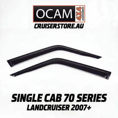Black automotive accessories for LandCruiser with OCAM 4x4 Accessories branding on a white background.