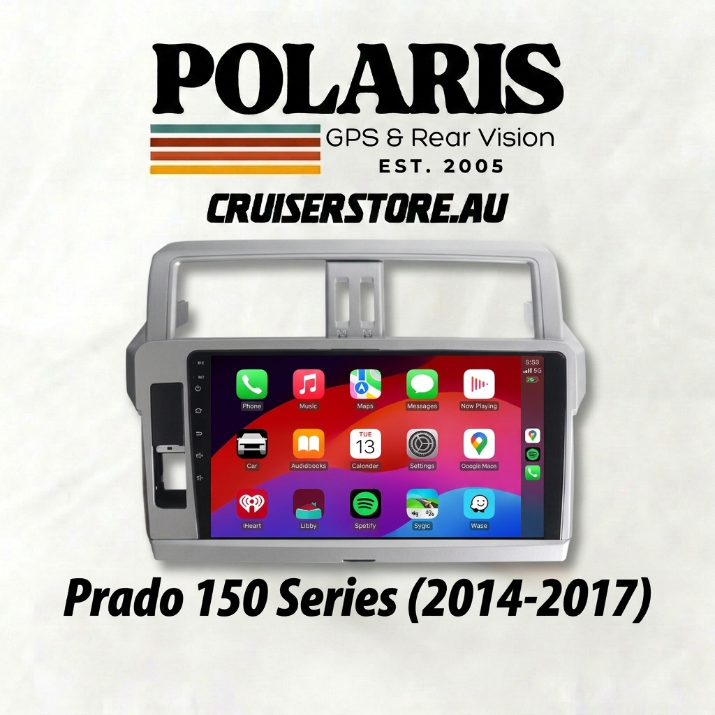 Polaris GPS & Rear Vision system for Prado 150 Series with a white background
