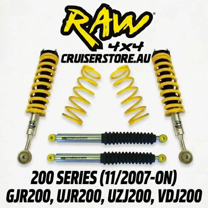 Suspension parts with Raw 4x4 branding on a white background