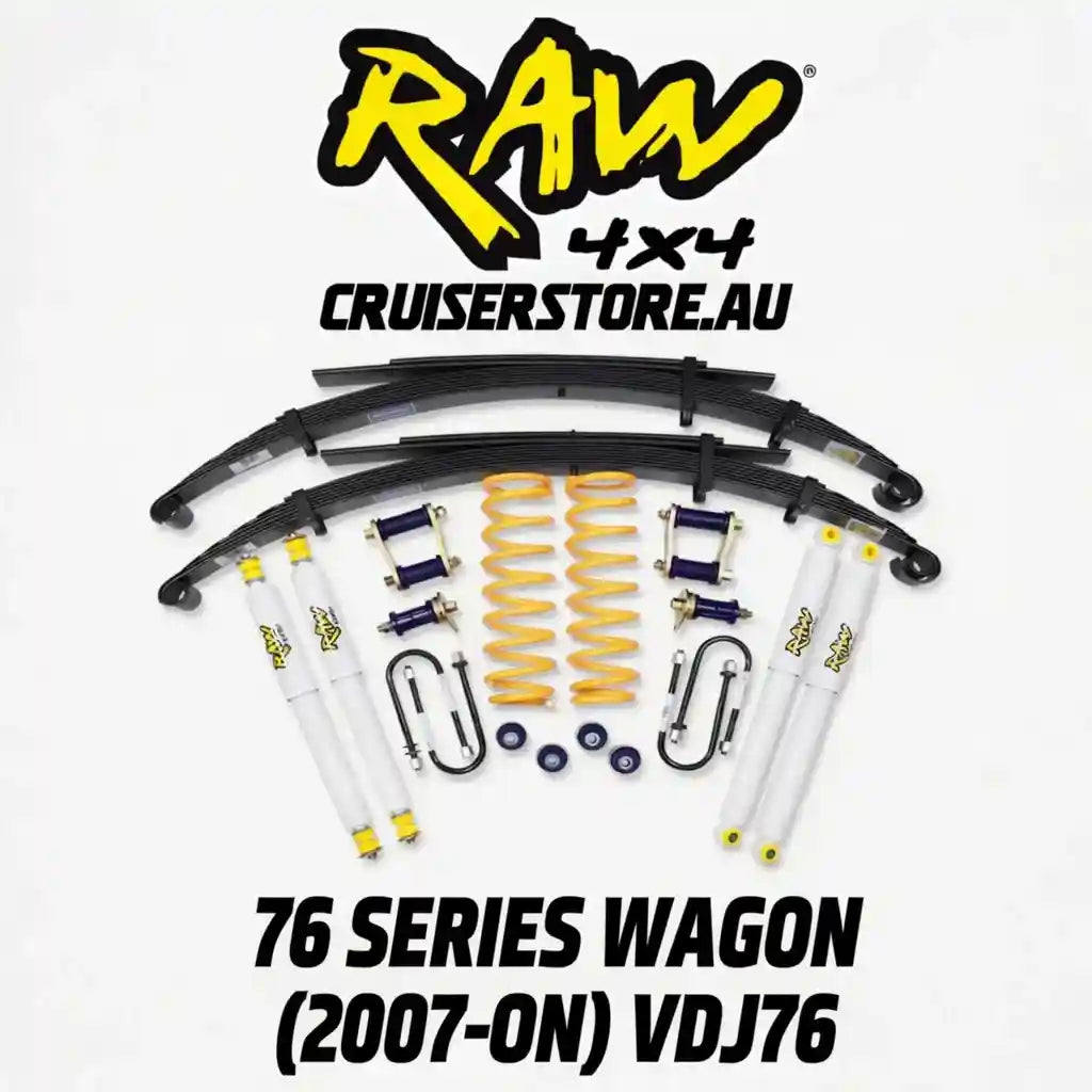 4x4 suspension parts set with Raw 4x4 branding on a white background
