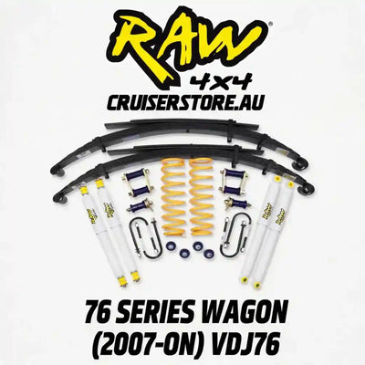 4x4 suspension parts set with Raw 4x4 branding on a white background