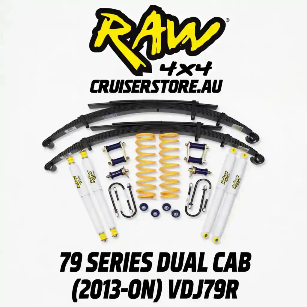 4x4 suspension parts set with Raw 4x4 branding on a white background