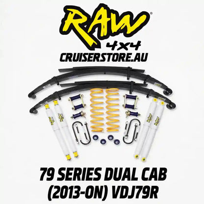 4x4 suspension parts set with Raw 4x4 branding on a white background