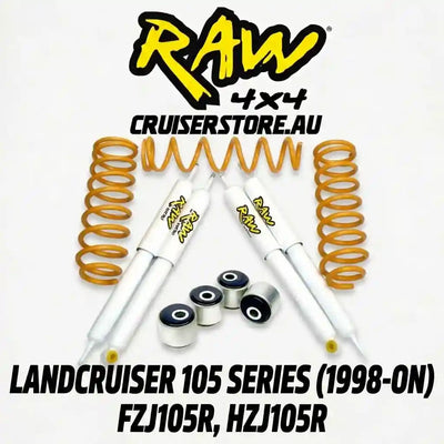 Raw 4x4 suspension components with springs and shock absorbers on a white background