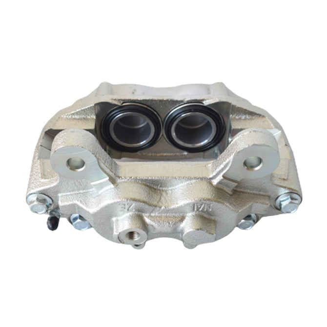 Metal brake caliper on a white background