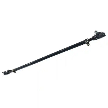 Black metal steering tie rod on a white background
