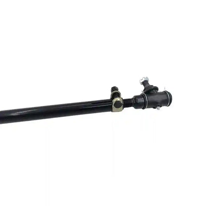 Black metal steering tie rod on a white background