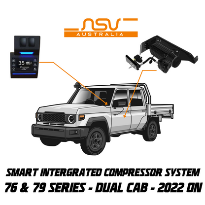 Illustration of a white truck with smart integrated compressor system components and ASV Australia branding.