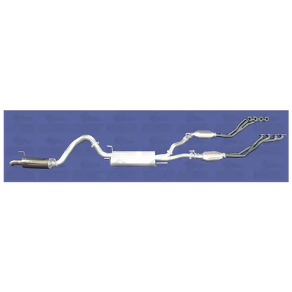 Car exhaust system on a blue background