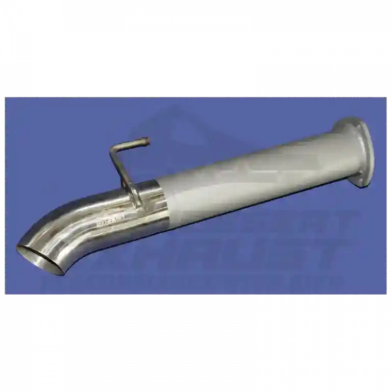 Metallic exhaust pipe on a blue background with 'Beaudesert Exhaust' branding.