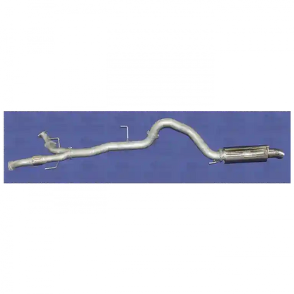 Metallic exhaust pipe on a blue background