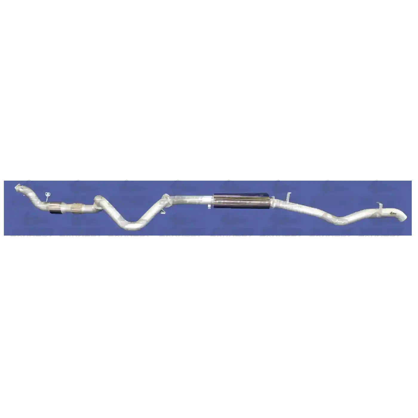 Car exhaust system on a blue background
