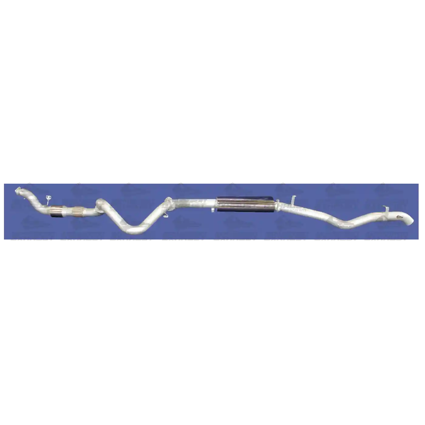 Car exhaust system on a blue background