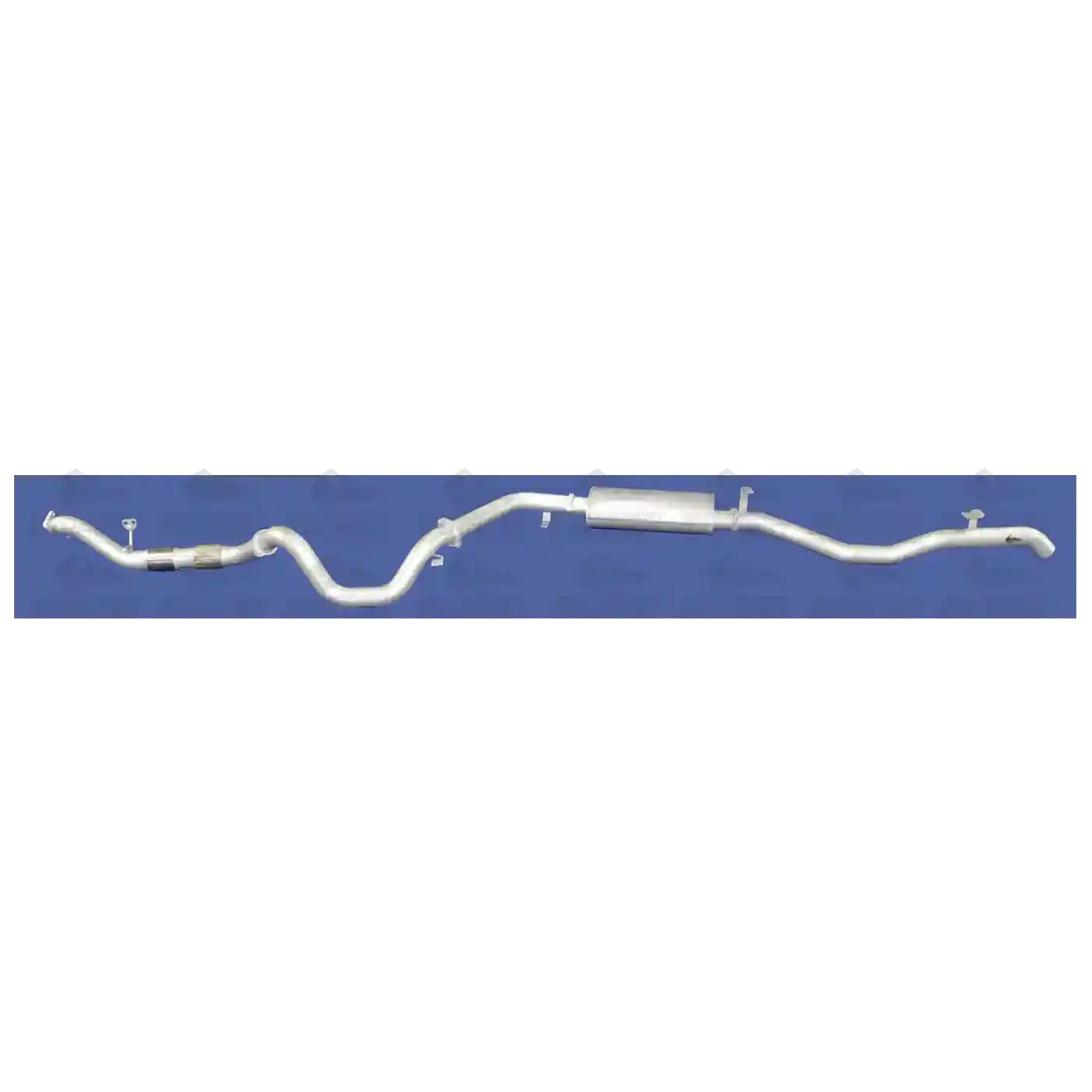 Car exhaust system on a blue background