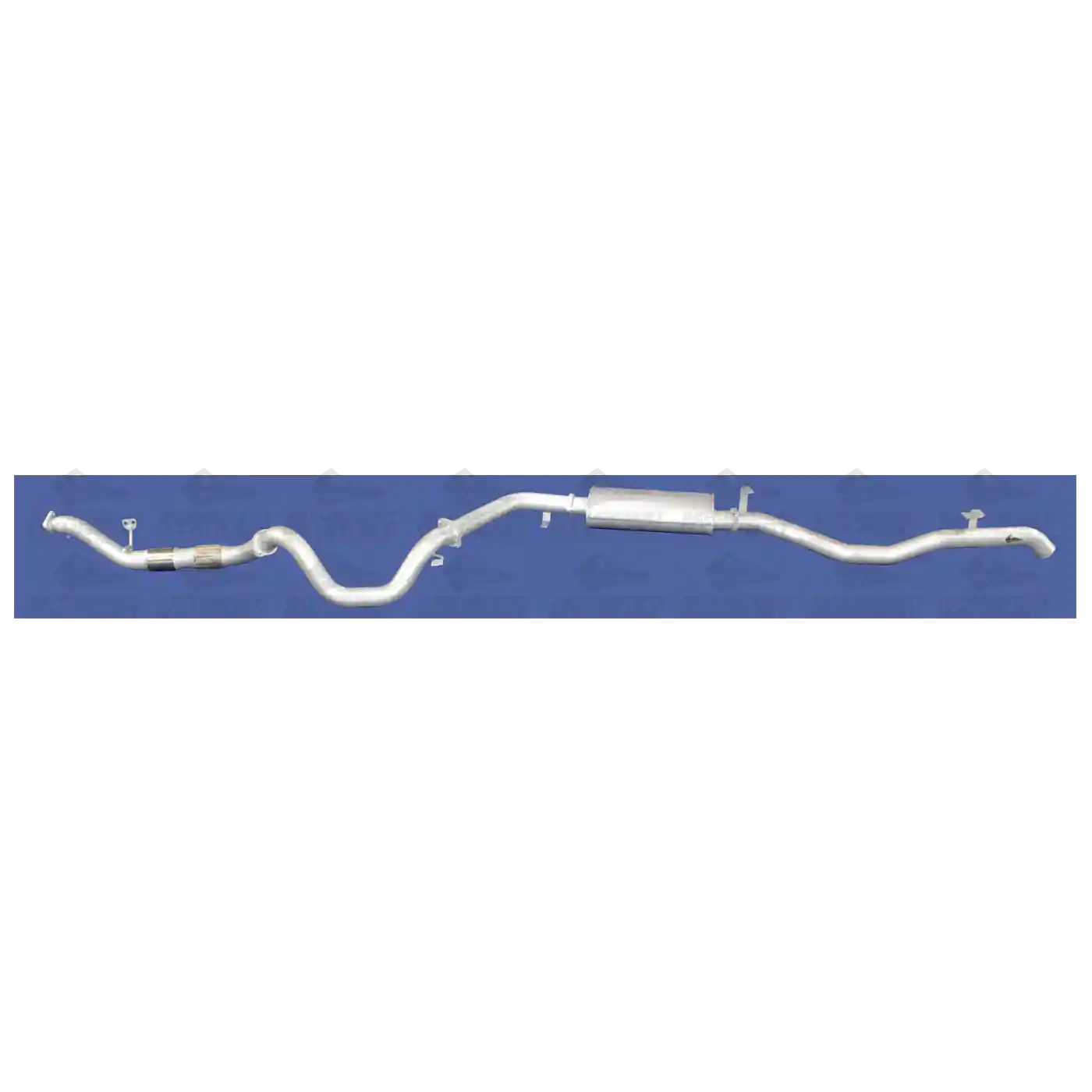 Car exhaust system on a blue background