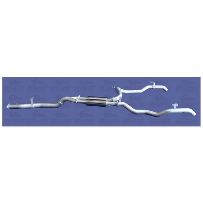 Car exhaust system on a blue background