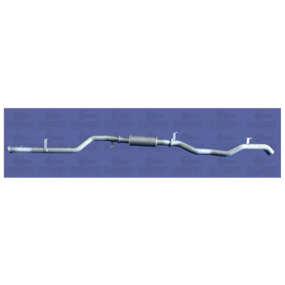Metal exhaust pipe on a blue background