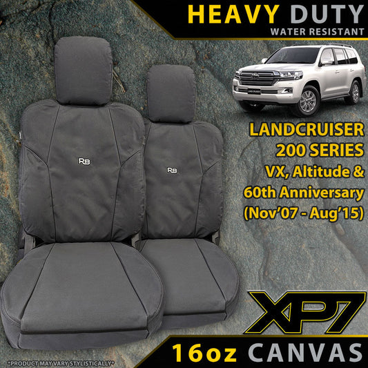 Toyota Landcruiser Seat Covers for Landcruiser 200 Series with vehicle image and text on a rock background