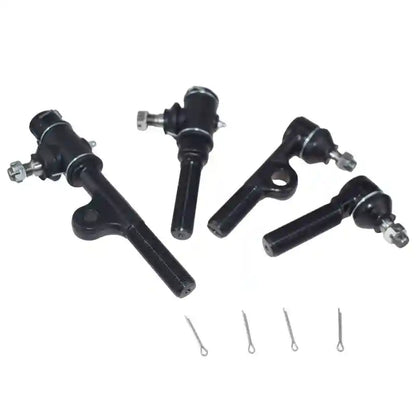 Set of black mechanical components on a white background