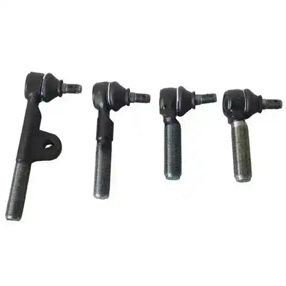 Four black metal tie rods on a white background