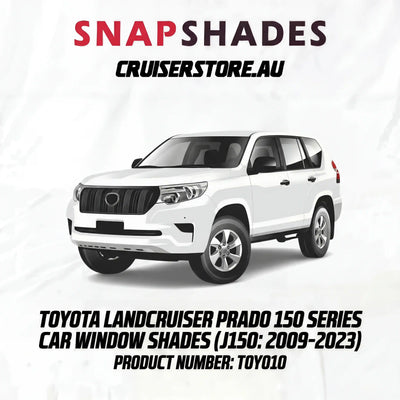 White Toyota LandCruiser Prado 150 Series with Snapshades branding on a white background