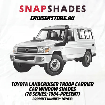 Suits Toyota LandCruiser Troop Carrier Car Window Shades (75/78 Series; 1984-Present)