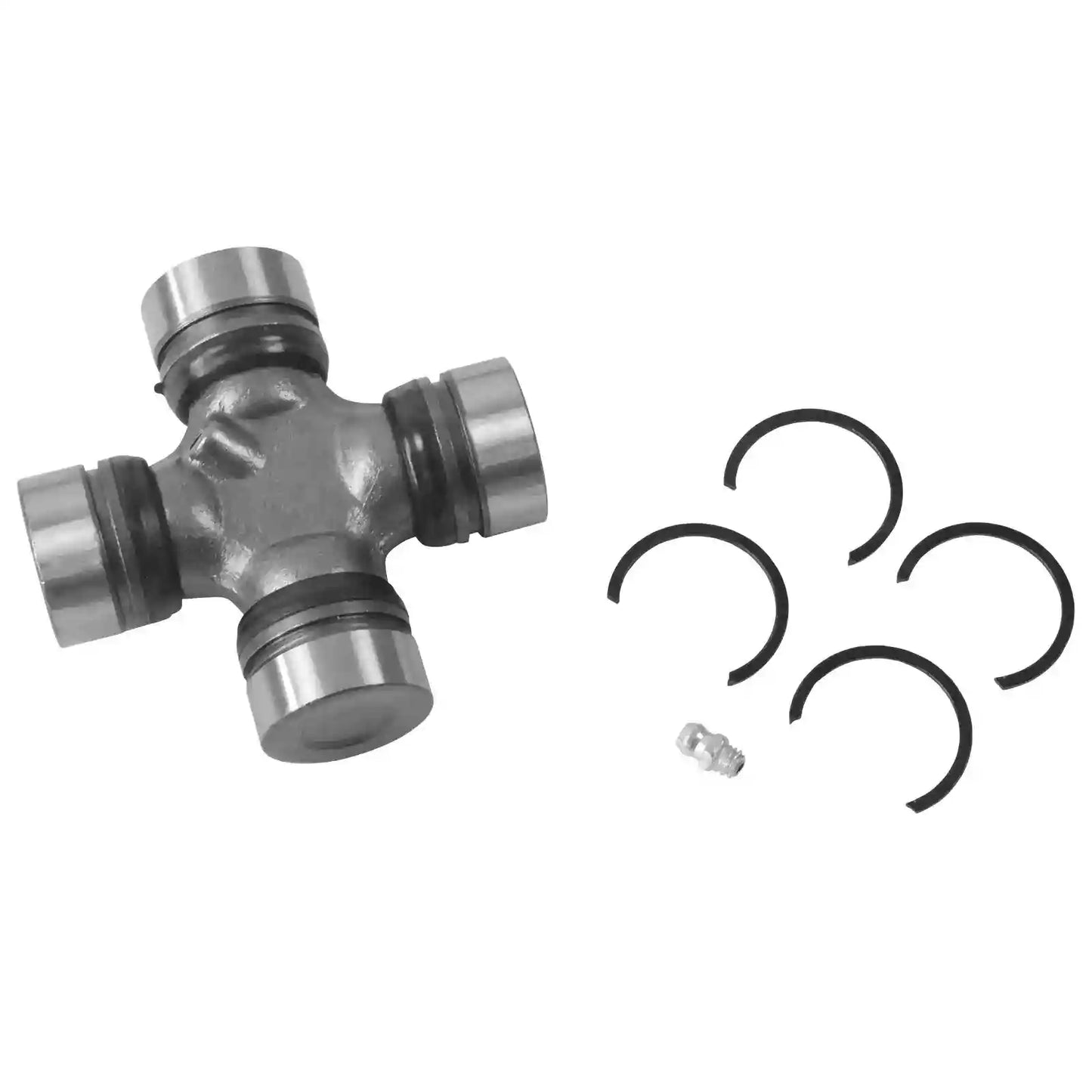 Metal universal joint with washers on a white background