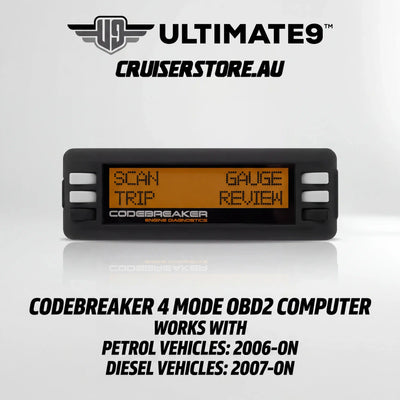 Codebreaker 4 Mode OBD2 computer with Ultimate9 branding on a white background