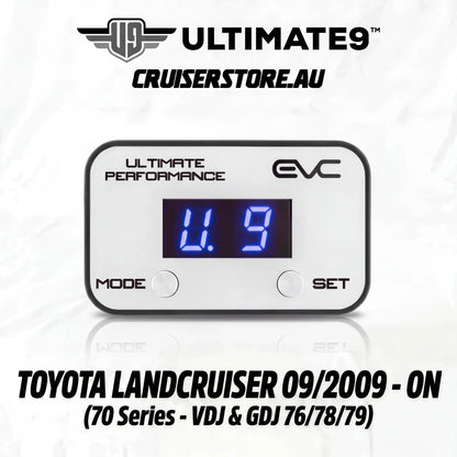 Digital gauge with blue display on a white background, featuring Ultimate9 Cruiserstore branding.