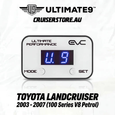 Digital gauge with digital display on a white background, featuring Ultimate9 and EVC branding.