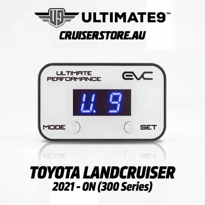 Digital gauge with digital display on a white background, featuring Ultimate9 and EVC branding.