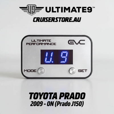 Digital gauge with blue display on a white background, featuring Ultimate9 Cruiserstore branding.