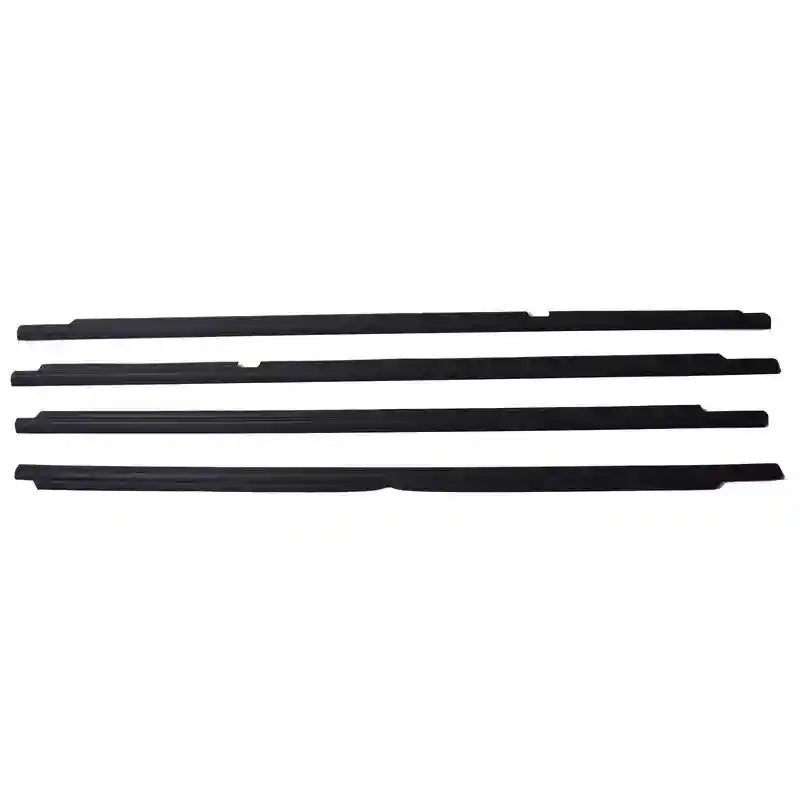 Set of black car window deflectors on a white background