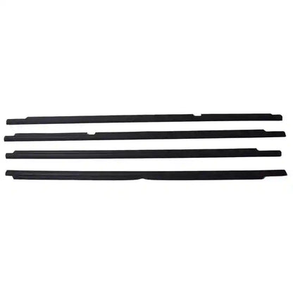 Set of black car window deflectors on a white background