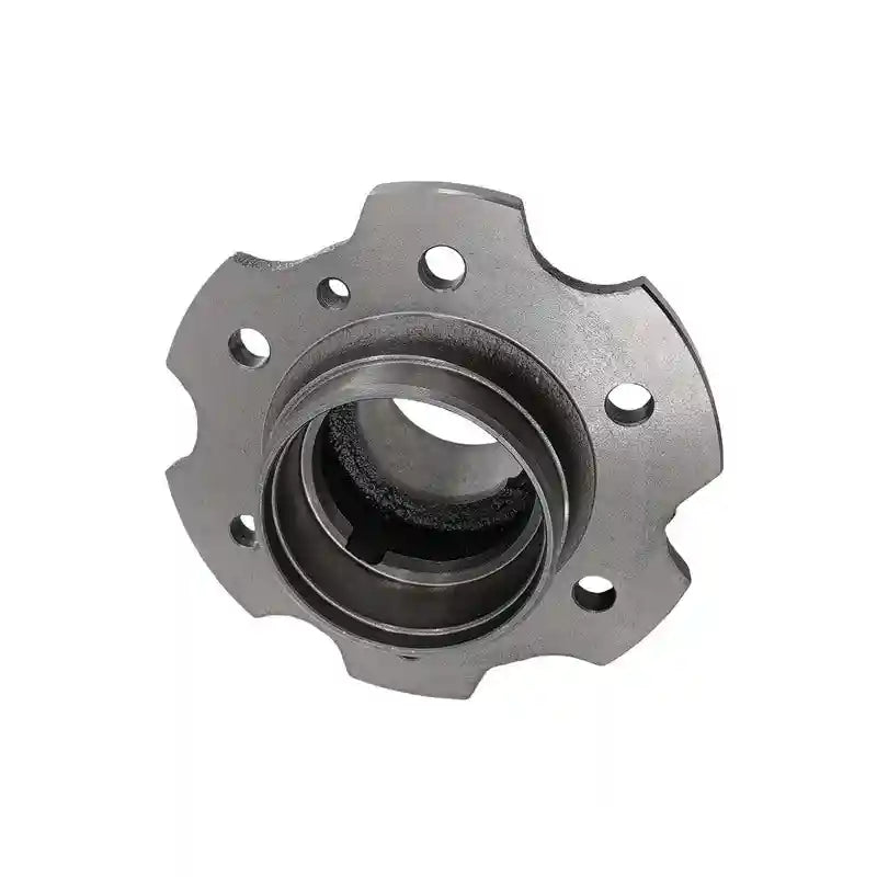 Metallic wheel hub on a white background