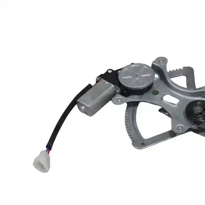 Mechanical window regulator with wiring on a white background