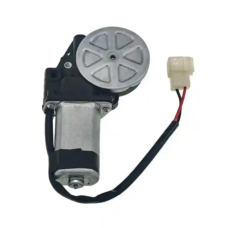 Mechanical motor with gear and wiring on a white background