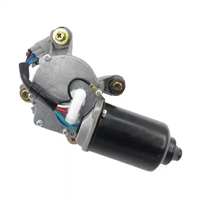 Car window motor with wiring on a white background