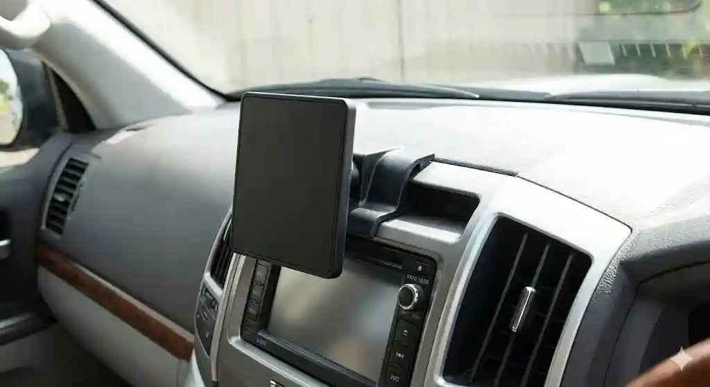 ClicOn centre dash mounting bracket installed on pre-facelift 2008 to 2015 Toyota LandCruiser 200 Series without drilling