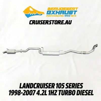 Car exhaust system with 'Beaudesert Exhaust' branding on a white background