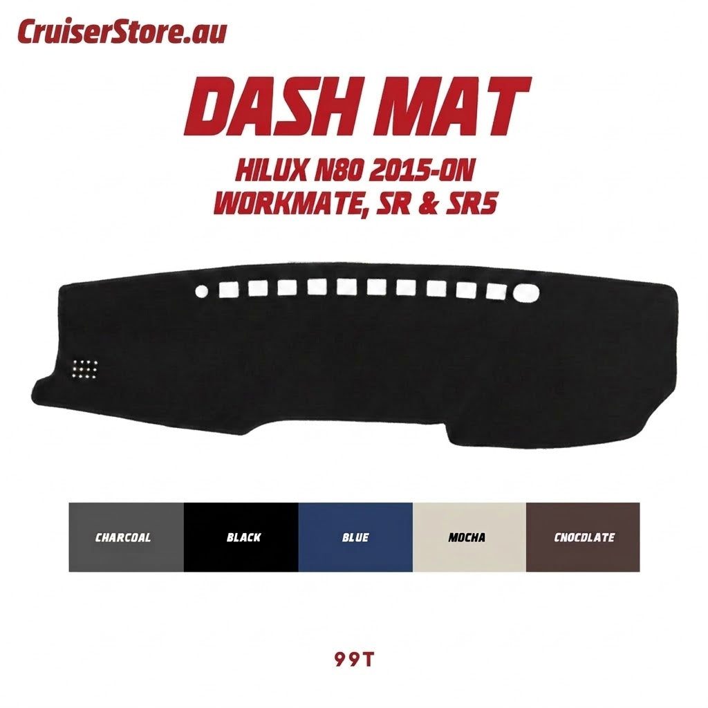 Toyota Hilux N80 (2015-Present) dash mat by Dash Cover Company, available at cruiserstore.au.