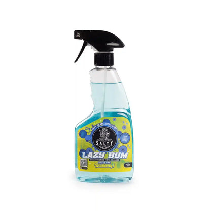 Spray bottle labeled 'Lazy Bum' with a blueberry flavor on a white background