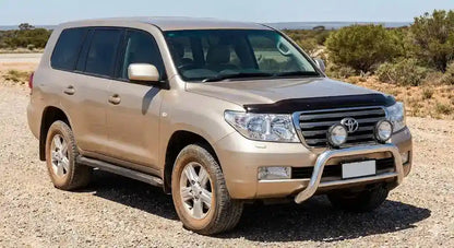 Front view of Gold Toyota LandCruiser 200 Series GXL (2010 Model) with OCAM Bonnet Protector installed.