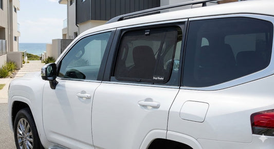 Snap Shades magnetic window shade installed on Toyota LandCruiser 300 Series rear door