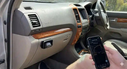 Ultimate9 evcX Throttle Controller installed in Toyota Prado 120 Series dashboard with App Control