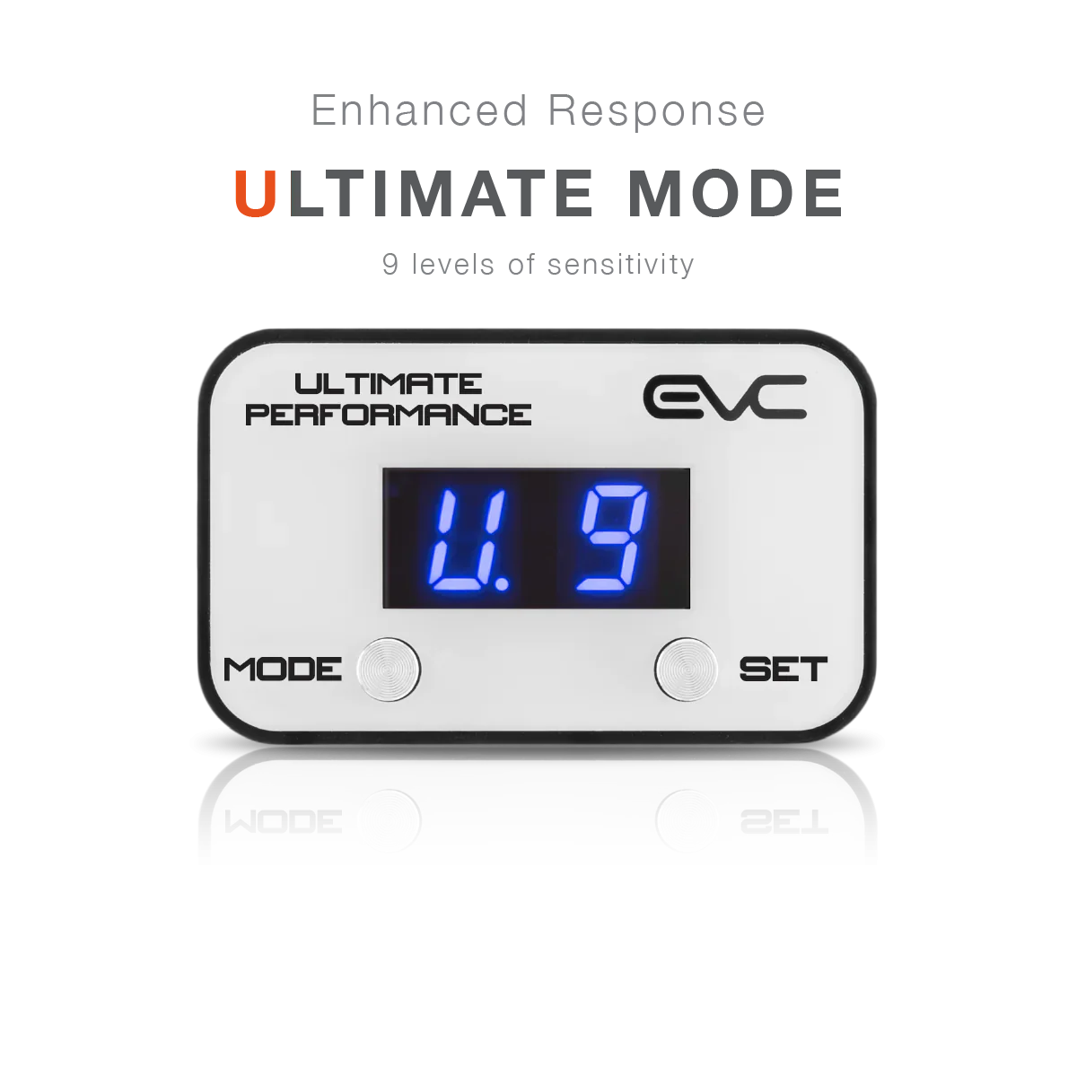 Digital display with 'Ultimate Performance' and 'EVC' branding on a white background