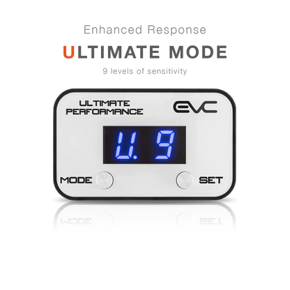 Digital display with 'Ultimate Performance' and 'EVC' branding on a white background
