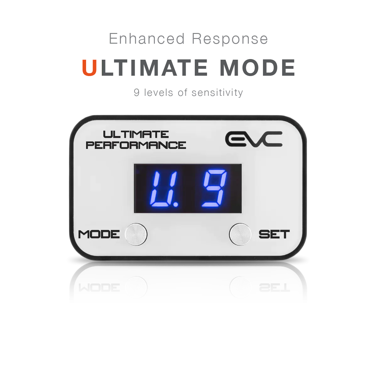 Digital display with 'Ultimate Performance' and 'EVC' branding on a white background