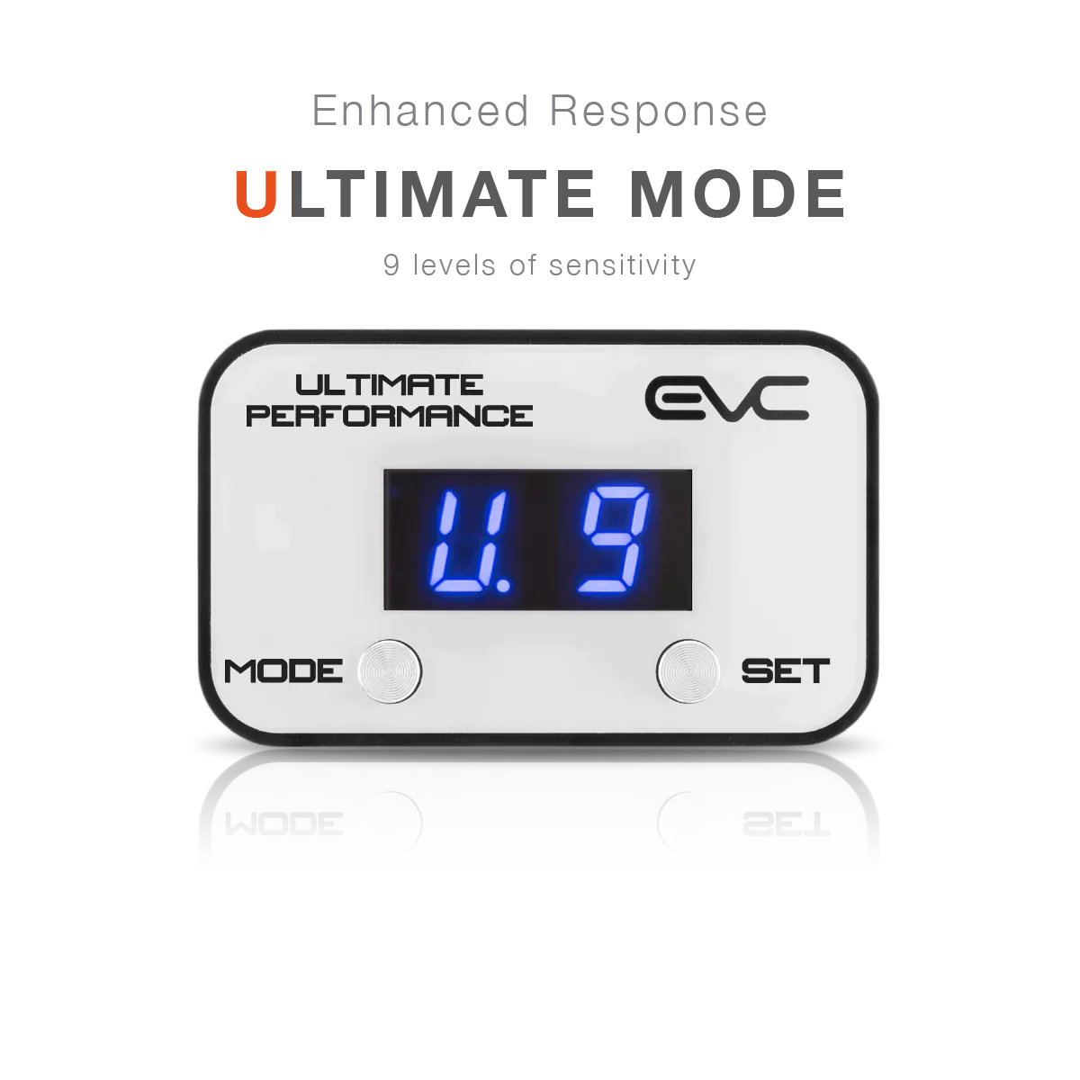 Digital display with 'Ultimate Performance' and 'EVC' branding on a white background